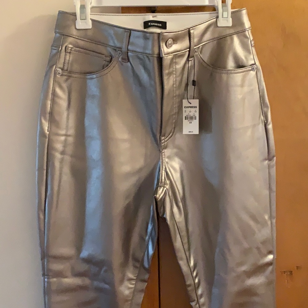 High waisted metallic faux leather pants (bought damaged, but repaired!)